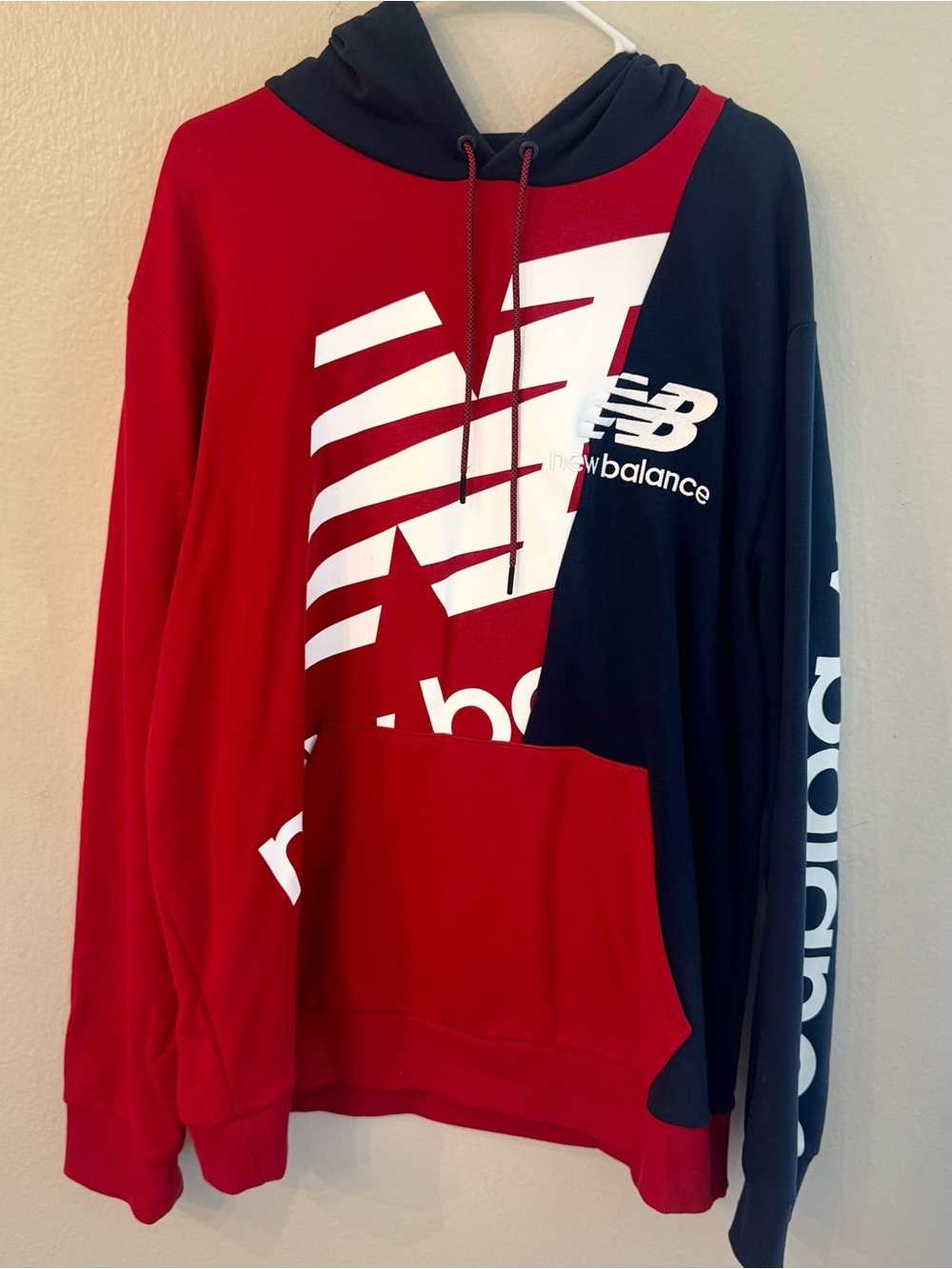 New Balance Men’s Red and Black Split Logo Hoodie